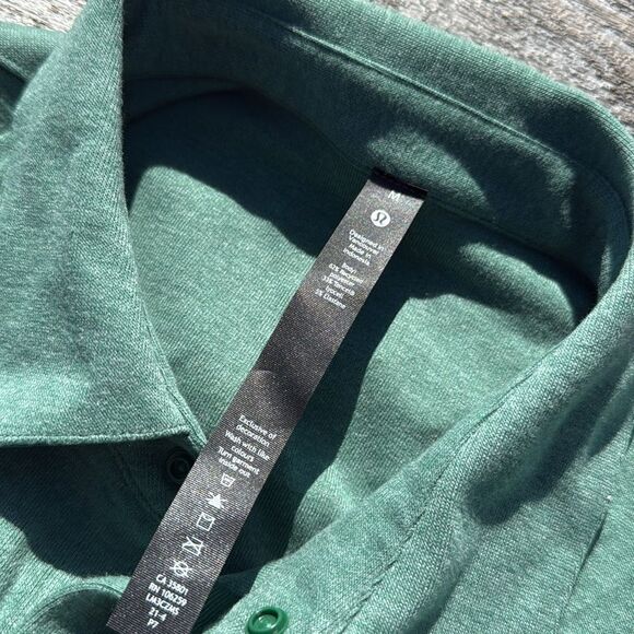 Lululemon Soft Knit‎ Overshirt Heathered Spruce green button down size M NWT - Picture 6 of 7